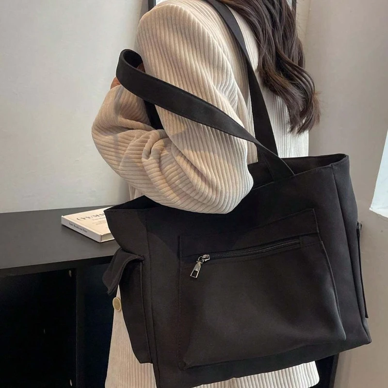 Unisex Ruched Black Color Shopper Bag