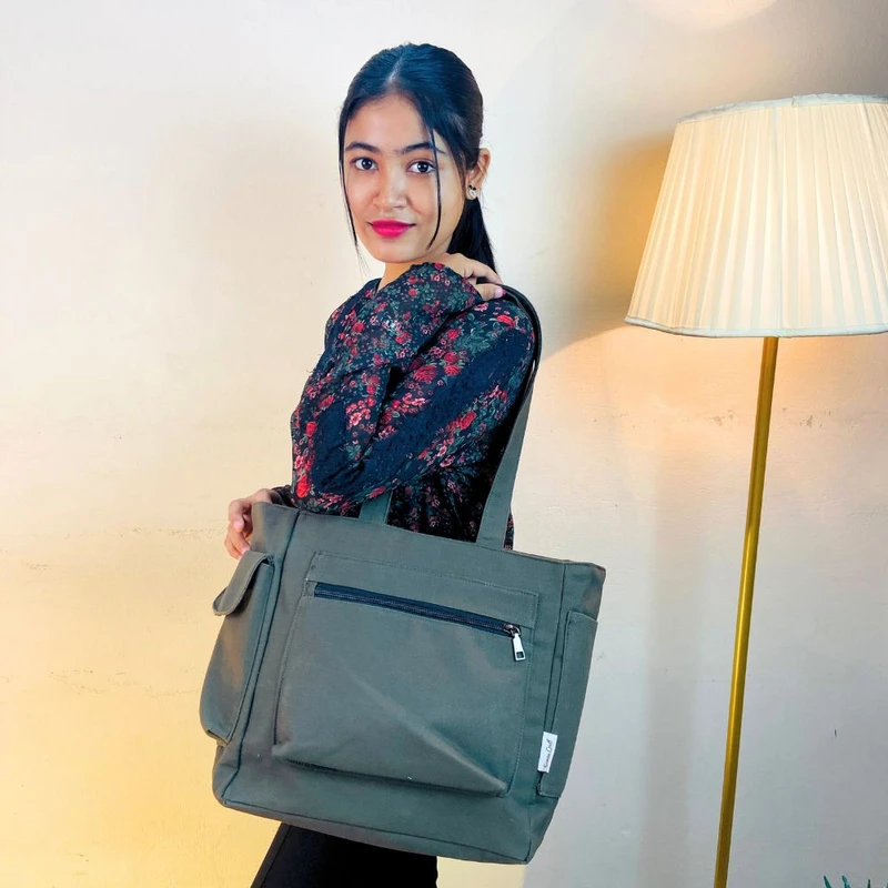 Large Shoulder Bag Deep Olive Color