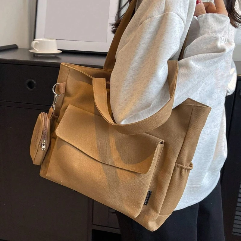 Casual Spiked Brown Shoulder Tote Bag