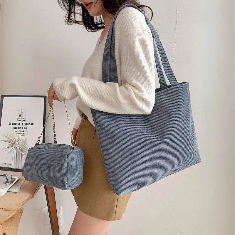 Grey Colorful Chain Tote Bag Set Casual Stylish