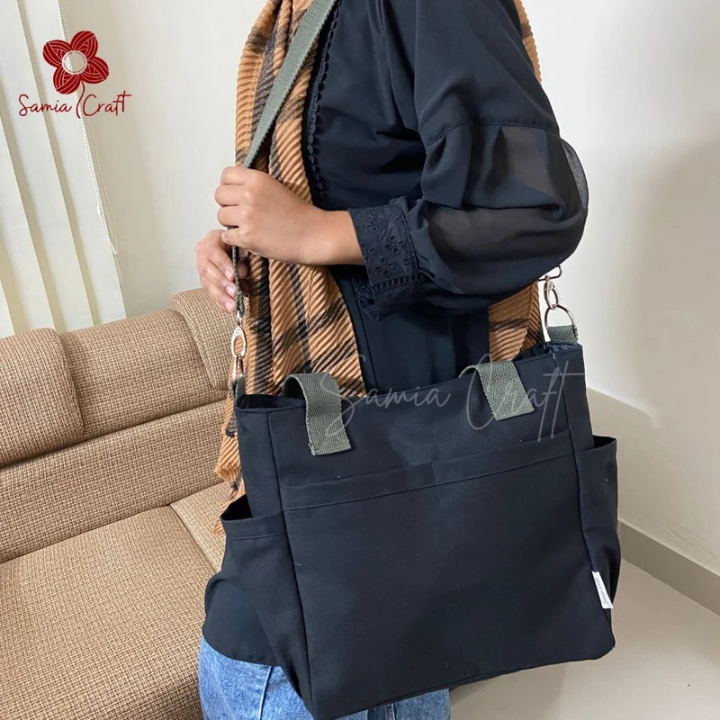 Black Color Large Shoulder Bag With Long Strap