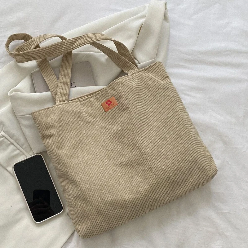 Casual High-Capacity Beige Color Shopper Bag - Image 3
