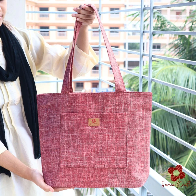 Pink White Crosshatch Shoulder Bag