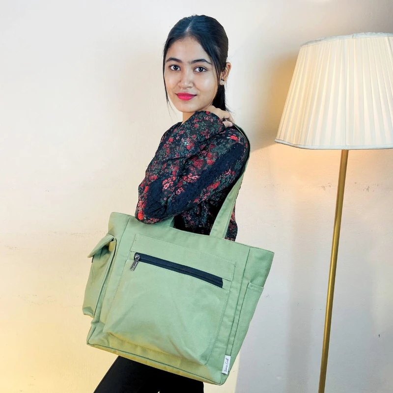 Light Green Color Large Shoulder Bag