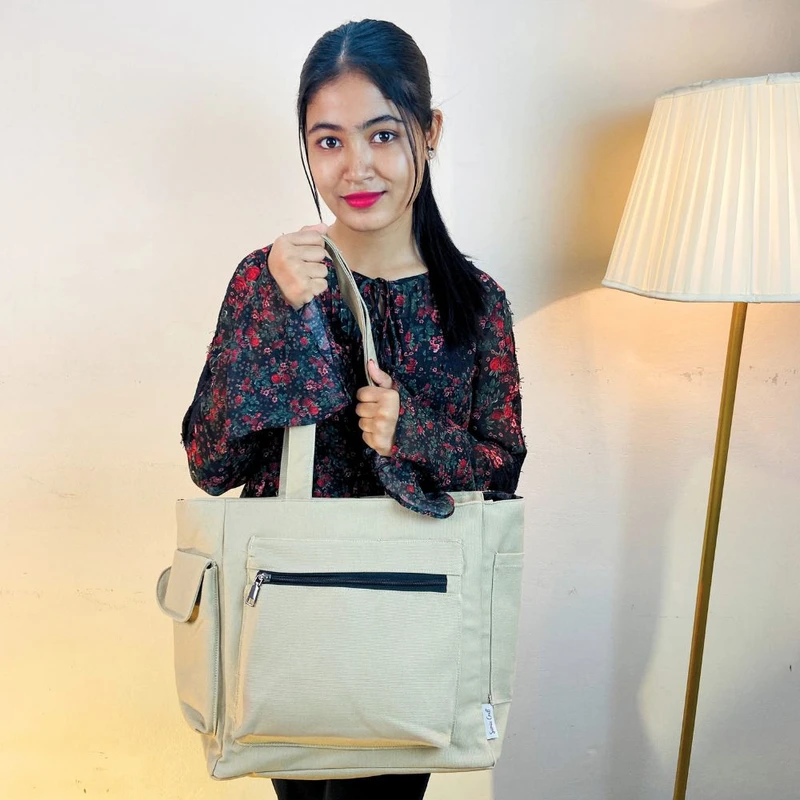 Light Khaki Color Large Shoulder Bag