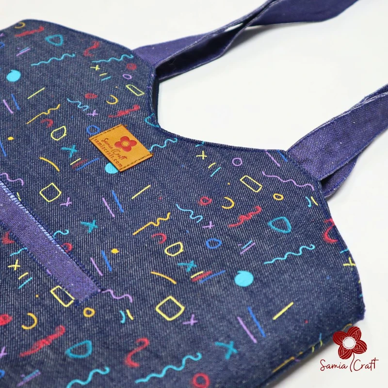 Blue Pattern Modern Carryall Shoulder Bag - Image 5