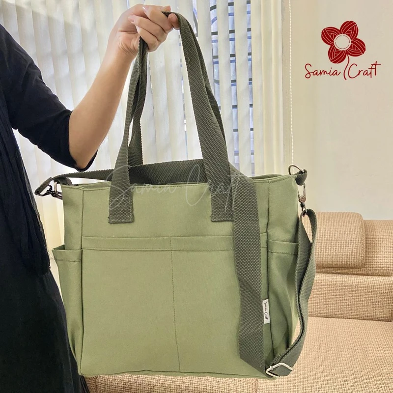 Light Green Large Shoulder Bag With Long Strap