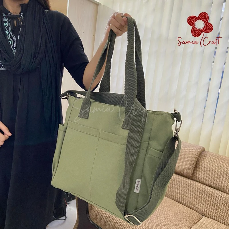 Light Green Large Shoulder Bag With Long Strap