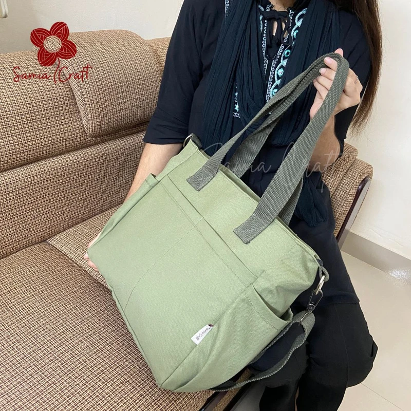 Light Green Large Shoulder Bag With Long Strap - Image 4
