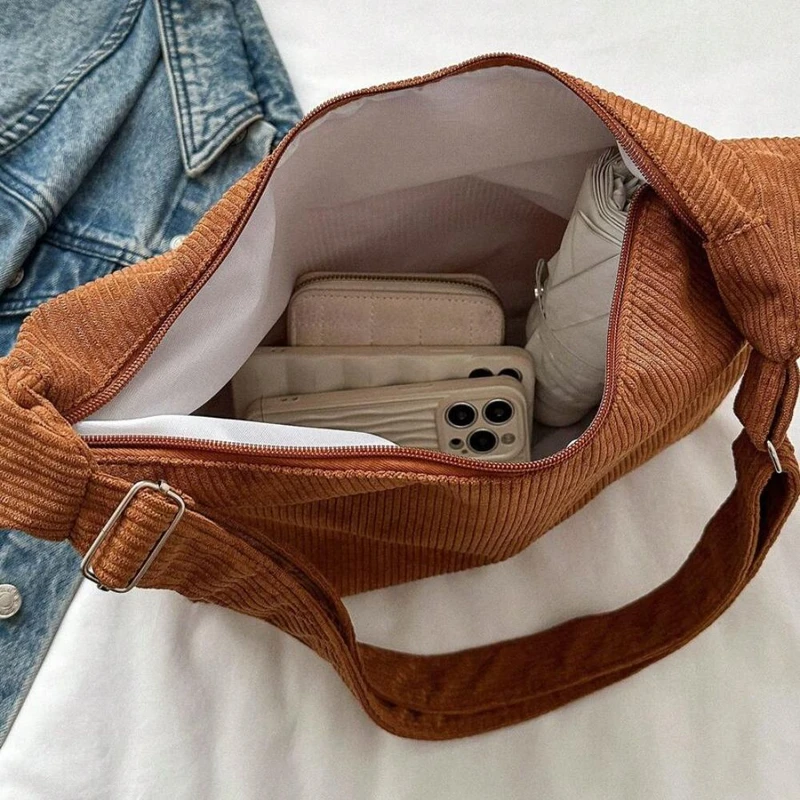 Casual Retro Khaki Color Crossbody Bag - Image 4