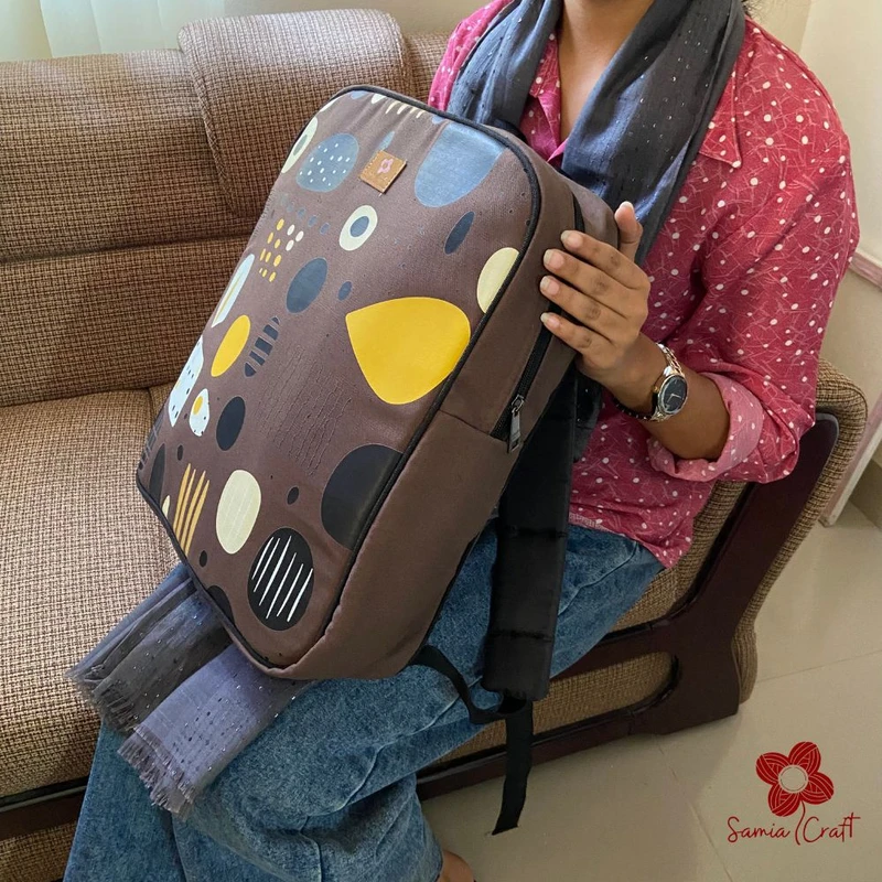 Canvas Backpack with Secure Laptop Compartment Brown Color