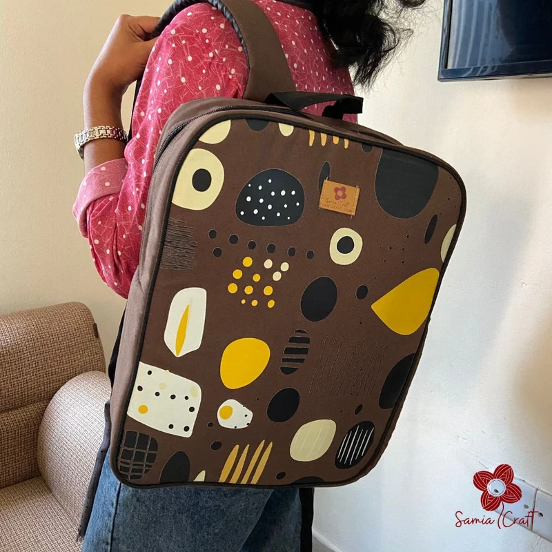 Canvas Backpack with Secure Laptop Compartment Brown Color