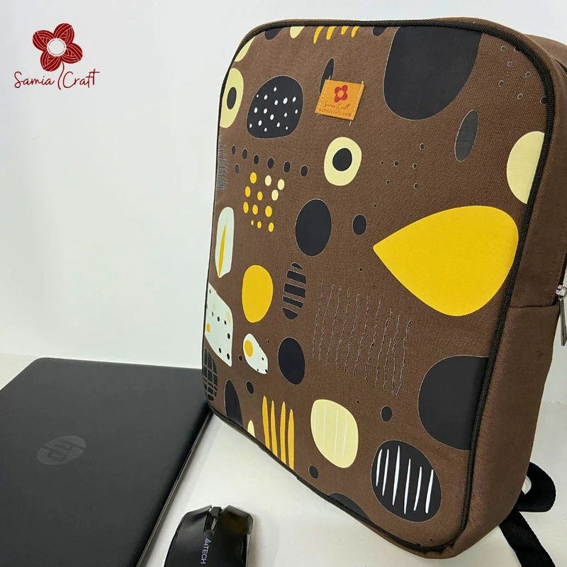 Canvas Backpack with Secure Laptop Compartment Brown Color - Image 3
