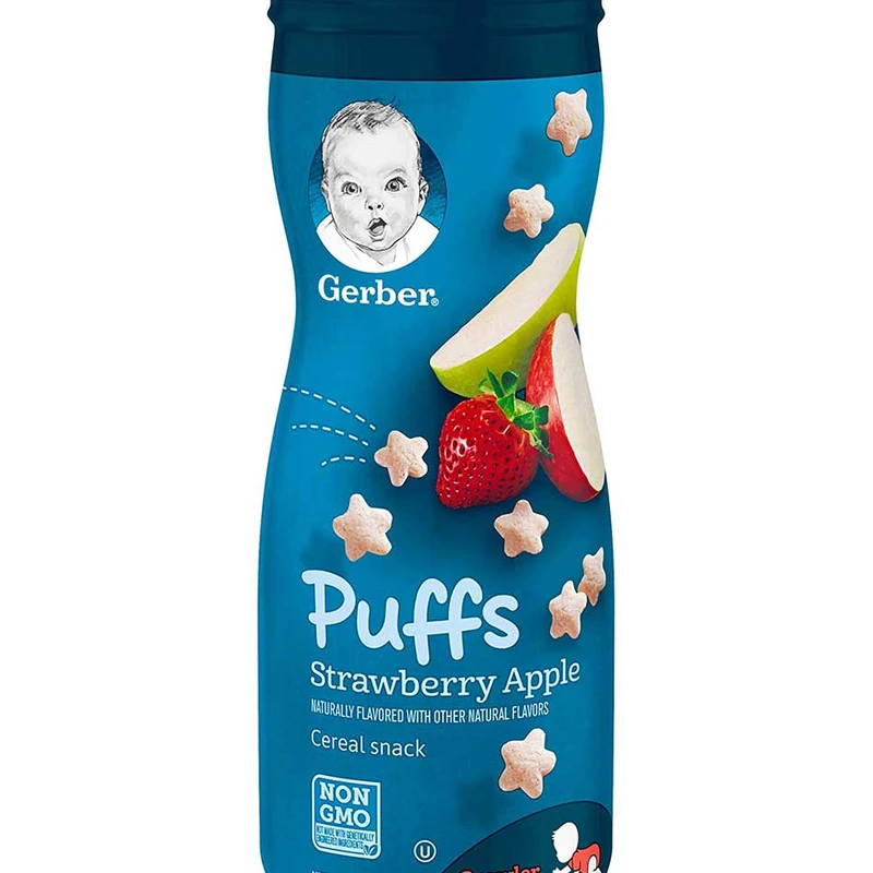 GERBER Fruit Puffs Baby Snacks in Banana, Apple, Strawberry – 42g Made in USA - Image 1