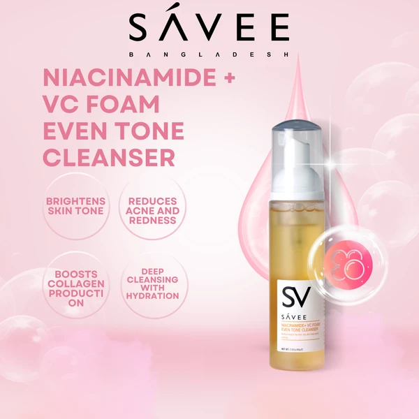SAVEE NIACINAMIDE + VC FOAM EVEN TONE CLEANSER (80g)