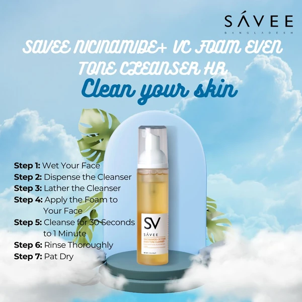 SAVEE NIACINAMIDE + VC FOAM EVEN TONE CLEANSER (80g) - Image 3