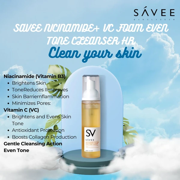 SAVEE NIACINAMIDE + VC FOAM EVEN TONE CLEANSER (80g) - Image 4