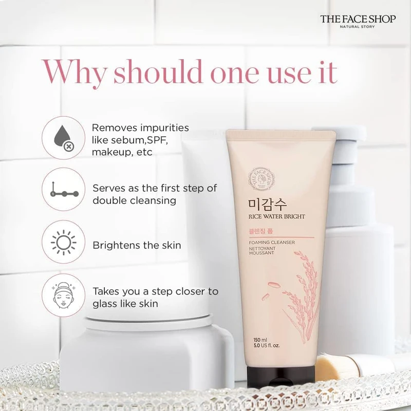 The Face Shop Rice Water Bright Facial Foaming Cleanser 150ml - Image 6