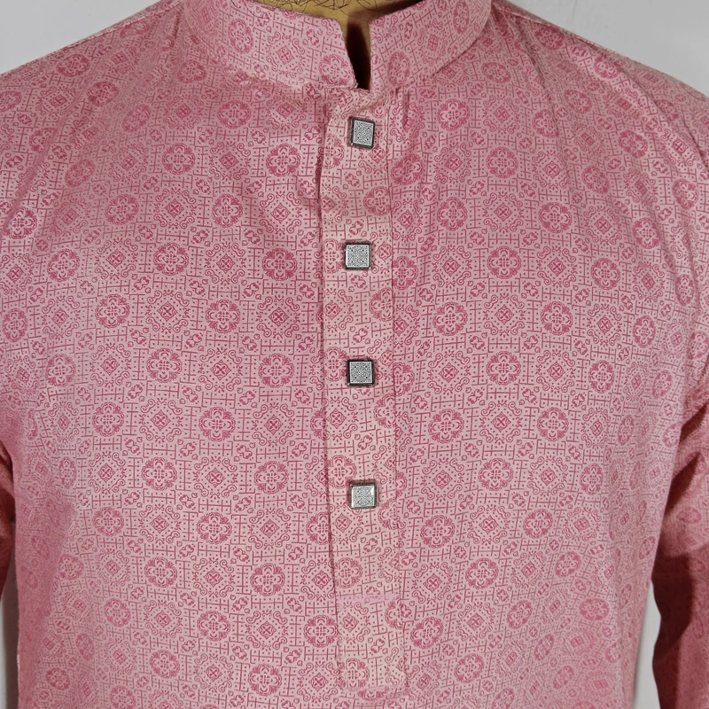 Baby Pink Printed Panjabi - Image 3