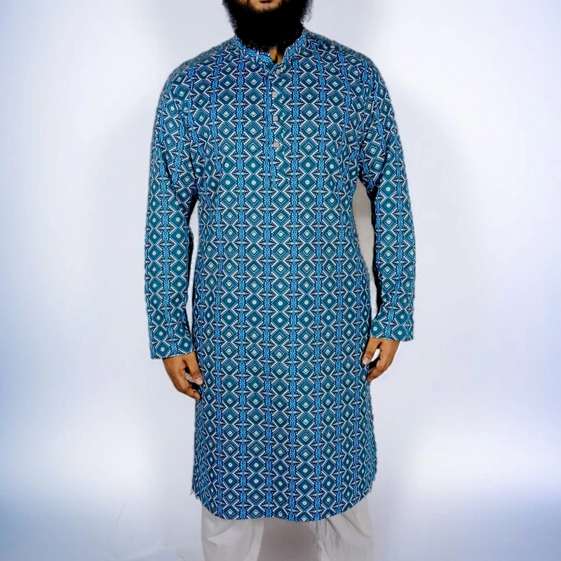 Sky Blue Printed Panjabi