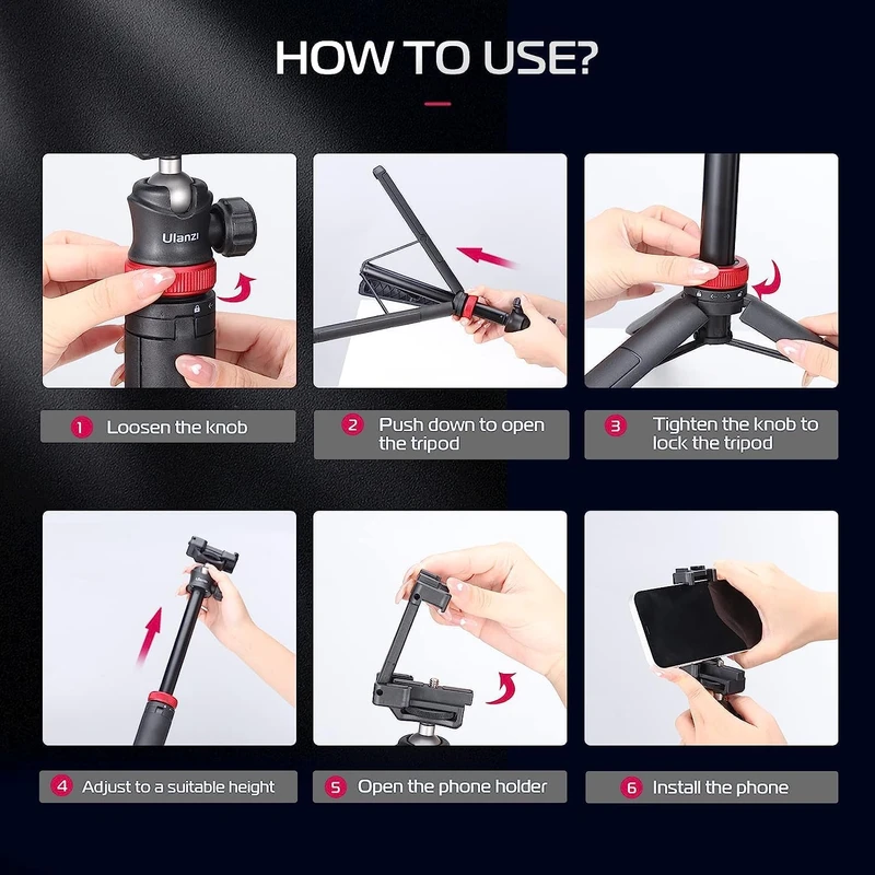 Ulanzi MT-44 Extendable Vlog Tripod With 360° Ball Head (Black) - Image 4
