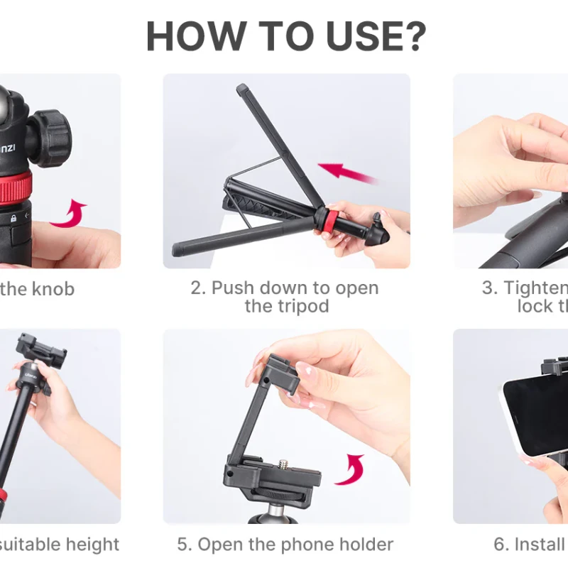 Ulanzi MT-44 Extendable Vlog Tripod With 360° Ball Head (Black) - Image 5