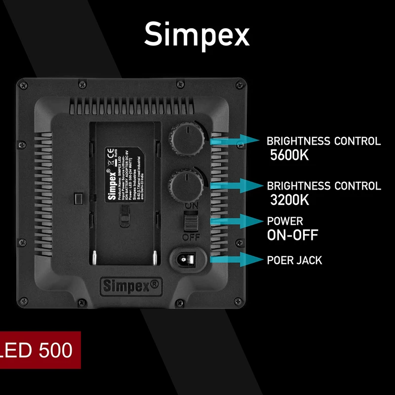 Simpex Camera LED 500 Bi pocket size with li-on NP F 770 batte