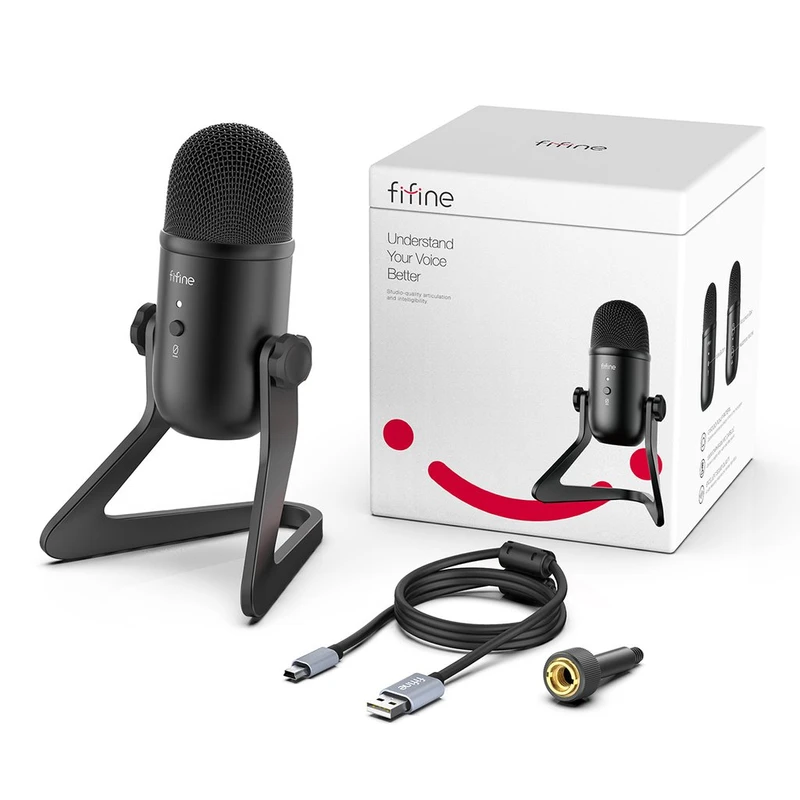 Fifine K678 Studio USB Mic With A Live Monitoring Gain Controls A Mute Button For Podcasting