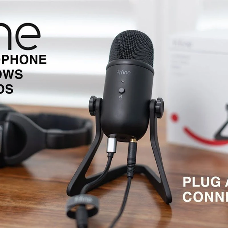 Fifine K678 Studio USB Mic With A Live Monitoring Gain Controls A Mute Button For Podcasting - Image 3