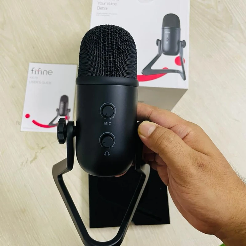 Fifine K678 Studio USB Mic With A Live Monitoring Gain Controls A Mute Button For Podcasting - Image 4