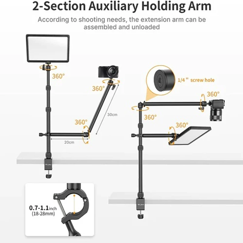 VIJIM LS11 Camera Mount Desk Stand with Auxiliary Holding Arm