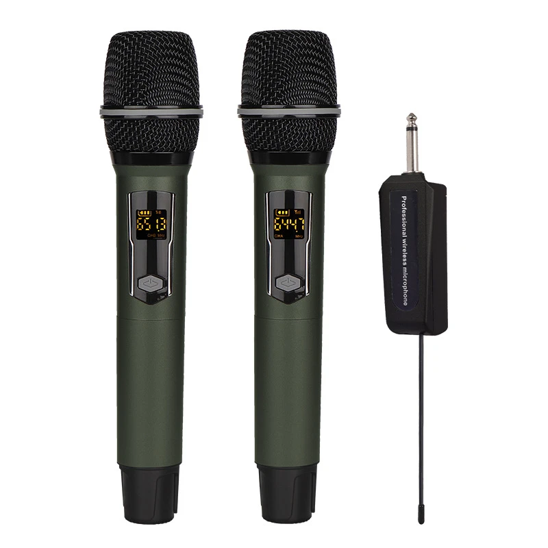 Shengfu cp-110 cd dual wireless hand microphone For journalist Black - Image 3