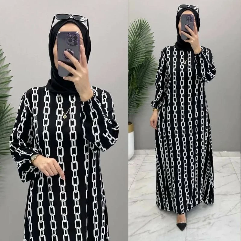 Chain pattern print Abaya