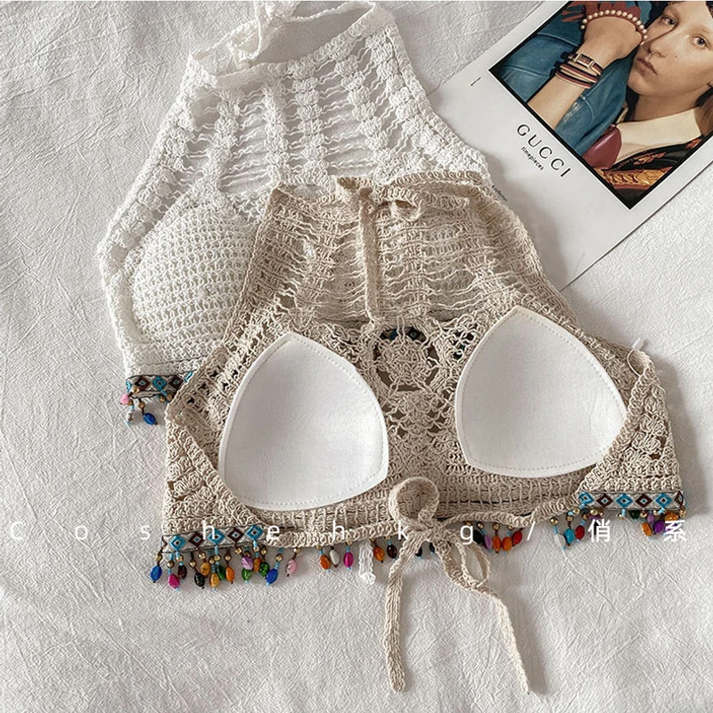 2 pcs Combo সেক্সি ক্রোশেট হল্টার টপ – ট্রেন্ডি বিচওয়্যার ফর উইমেন - Image 4