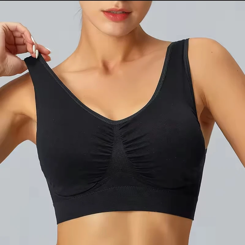 Women Girls Padded Wireless Seamless Bra Vest Tops – Rimless Plus Size