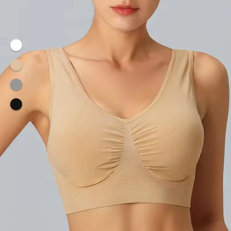 Women Girls Padded Wireless Seamless Bra Vest Tops – Rimless Plus Size