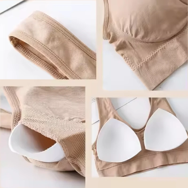 Women Girls Padded Wireless Seamless Bra Vest Tops – Rimless Plus Size - Image 4