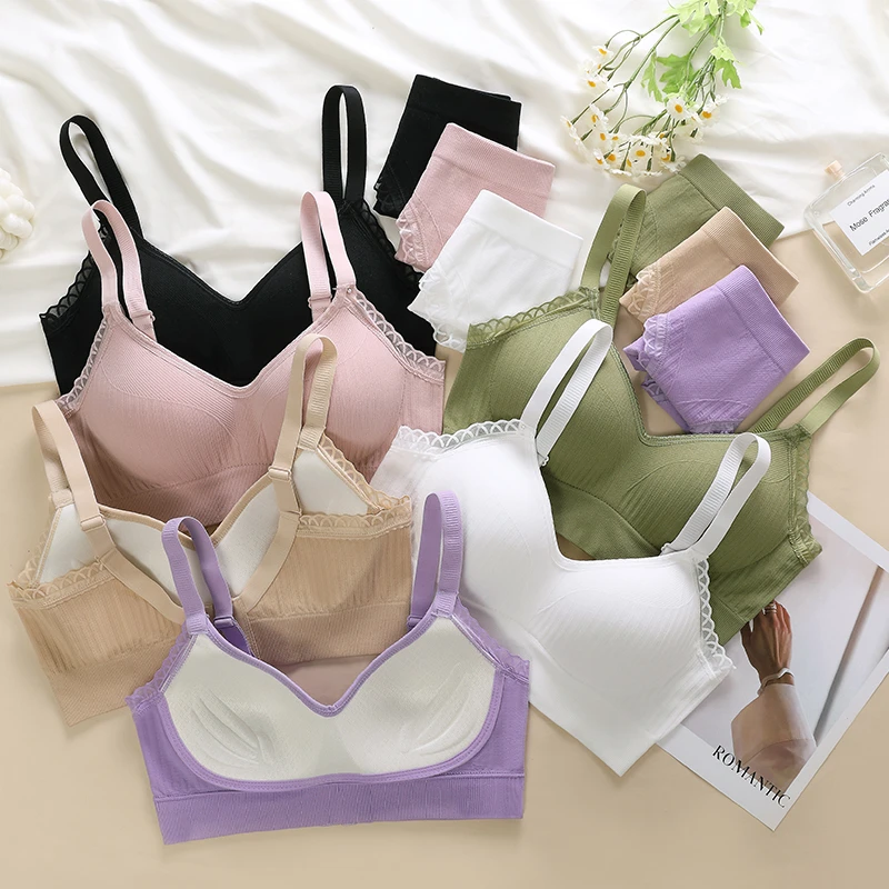 কিশোরী মেয়েদের সুতির টিউব ব্রা ব্যাক বাকল ফিক্সড কাপ সেট প্লাস সাইজ সিমলেস ব্রা।