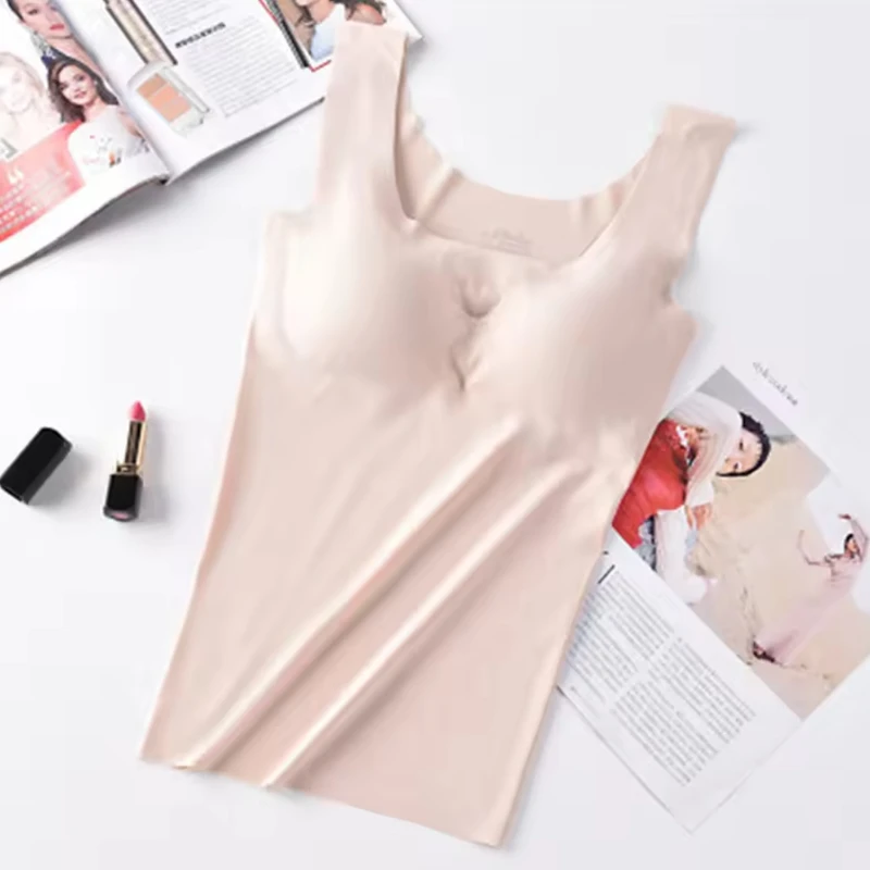 Ice Silk Tank Top – Wireless Padded Lingerie | Push Up | Seamless Comfort
