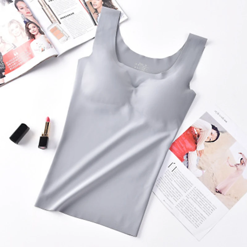 Ice Silk Tank Top – Wireless Padded Lingerie | Push Up | Seamless Comfort - Image 4