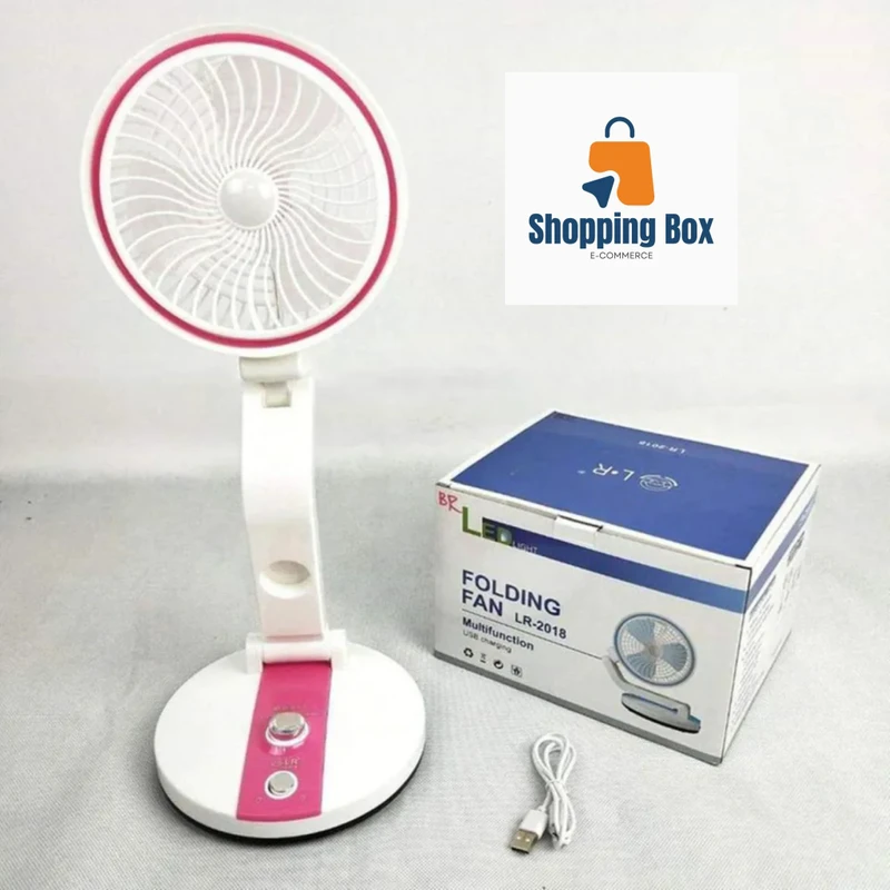 Rechargeable Folding Table Fan with Led Light
