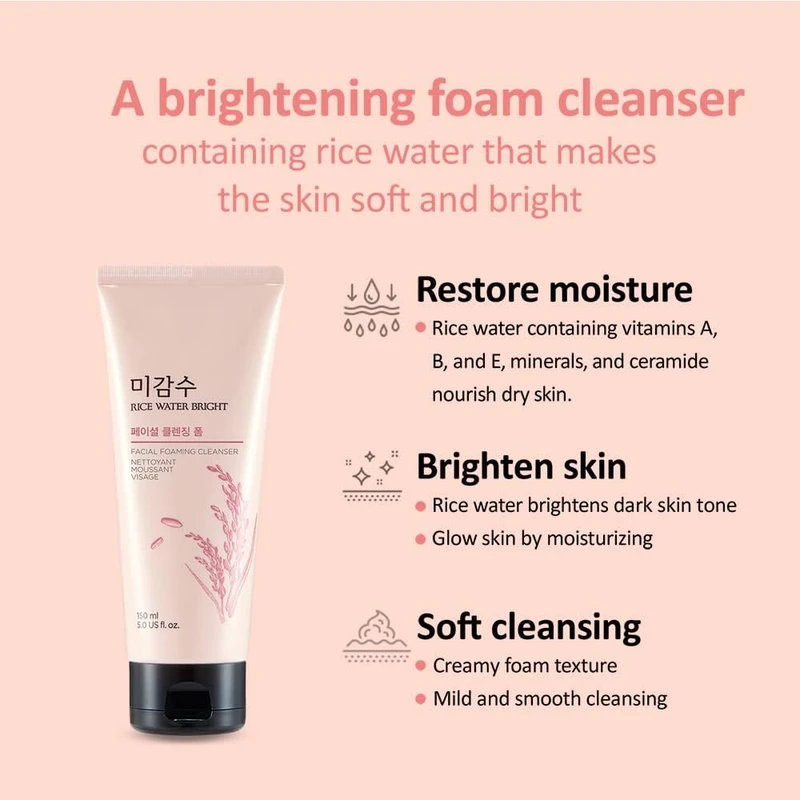 The Face Shop Rice Water Bright Foaming Cleanser - Image 3