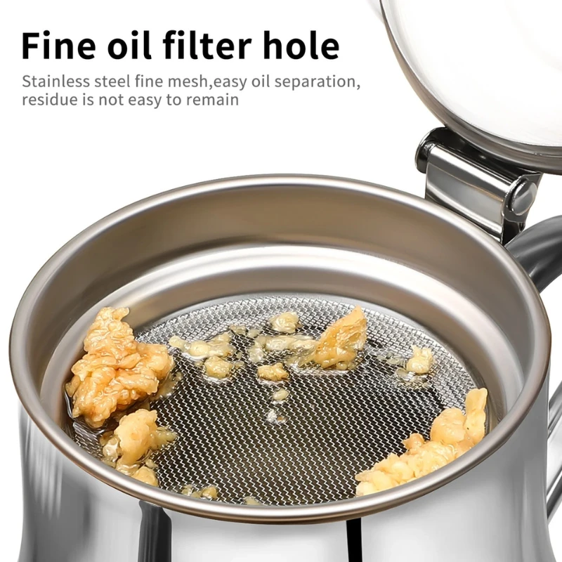Stainless Steel Oil Strainer Jug with Filter - Image 3