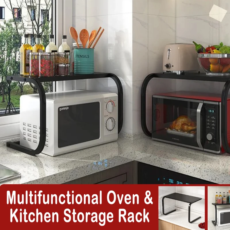 Microwave Oven Rack Multifunctional Kitchen Shelf Space Saving Storage Rack Rice Cooker Rack (56×37×41)cm Kitchen