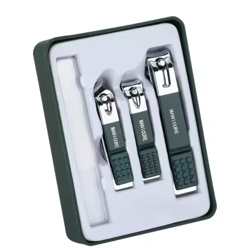 4PCS Nail Clippers Set Stainless Steel Fingernail Toenail Cutter Splash-proof Nail Scissor Manicure Tools Nail Art Accessories