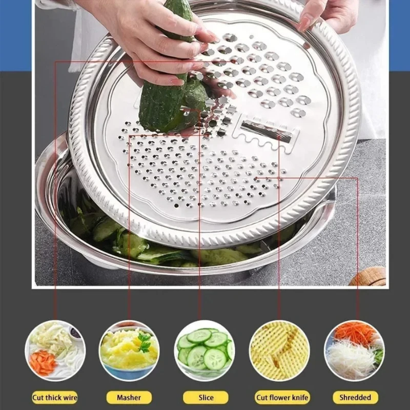 Free Delivery Offer - 3 in 1 Kitchen Grater with Drain Basket - Image 6
