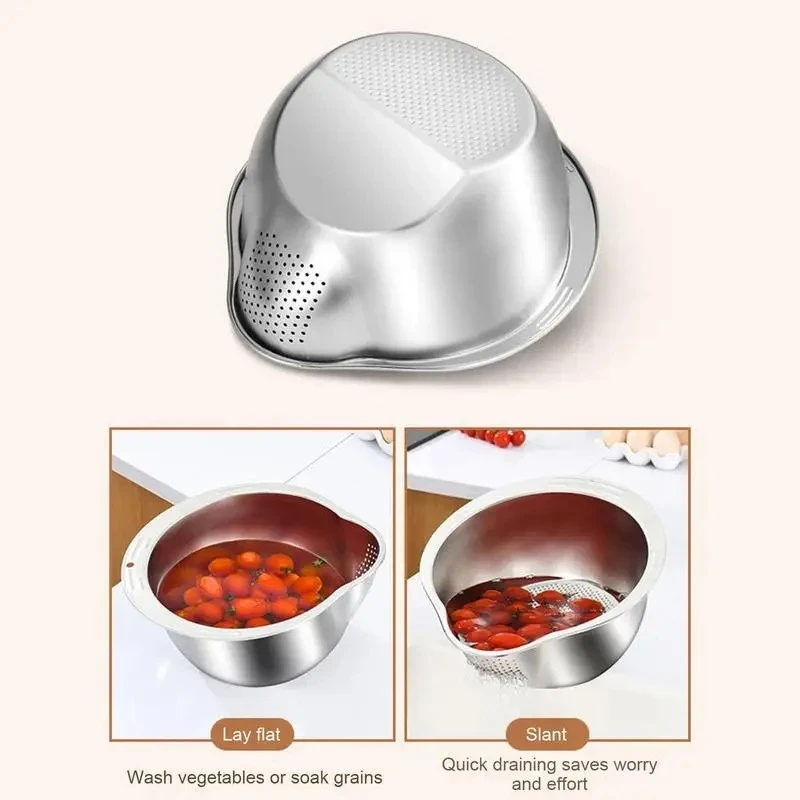 Multifunctional Kitchen Bowl with Strainer(2pcs) - Image 3