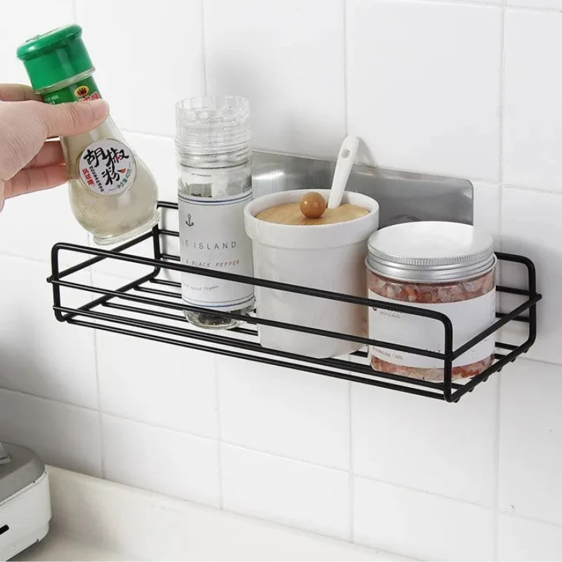 Bathroom Storage Rack Kitchen Organizer Shelf Iron Shower Punch Free Mounted Caddy Rack (2pcs Set)
