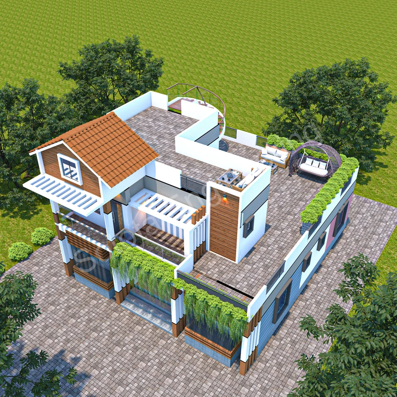 স্মৃতিমেঘ কুটির - ডুপ্লেক্স আবাসিক ভবন - বাজেট ৫০ লাখ - Image 3