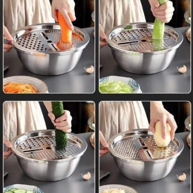 3 IN 1 VEGETABLE CUTTER WITH DRAIN BASKET